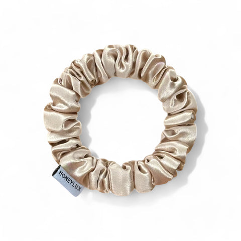 ORGANIC PREMIUM SILK MINI SCRUNCHIE-CHAMPAGNE