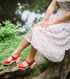 PEEP TOE RED CLOGS