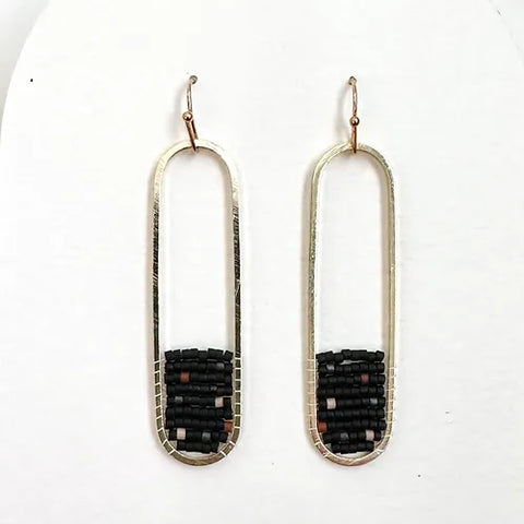 SPECKLED OVAL STUDS - BLACK