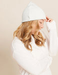 RIBBED KNIT BEANIE-NATURAL WHITE
