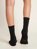 ORGANIC BAMBOO WOMENS CREW BOOT SOCKS-BLACK