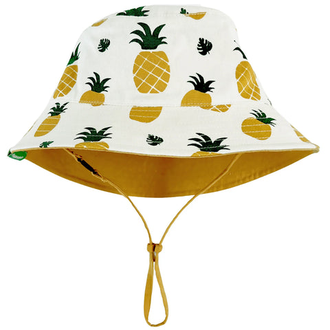 REVERSIBLE ORGANIC COTTON BUCKET HAT-PINEAPPLES