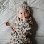 ORGANIC COTTON MUSLIN SWADDLE-RETRO FLOWERS