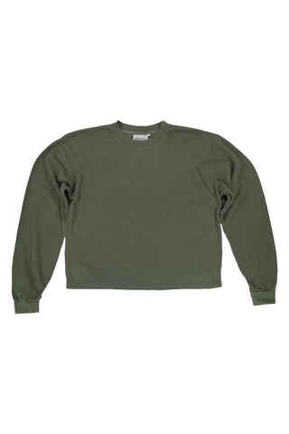 CROPPED LONG SLEEVE TEE - OLIVE GREEN