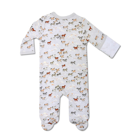 WILD HORSES FOOTED SLEEPER-6-9 MOS