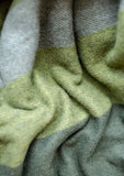 RECYCLED WOOL BLANKET OLIVE PATCHWORK CHECK