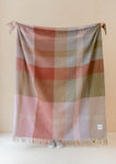 RECYCLED WOOL BLANKET PINK PATCHWORK CHECK