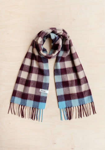 LAMBSWOOL OVERSIZED SCARF CAMEL GINGHAM