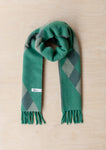LAMBSWOOL OVERSIZED SCARF GREEN DIAMON JACQUARD