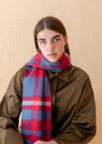 LAMBSWOOL OVERSIZED SCARF BLUE TARTAN