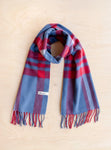 LAMBSWOOL OVERSIZED SCARF BLUE TARTAN