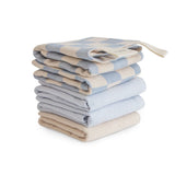 MUSLIN COTTON WASHCLOTH-BLUE CHECK