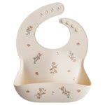 SILICONE BABY BIB-PINK FLOWERS