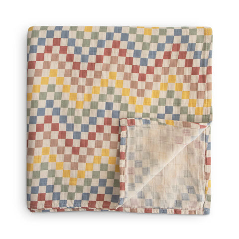 ORGANIC COTTON MUSLIN SWADDLE-RETRO CHECK