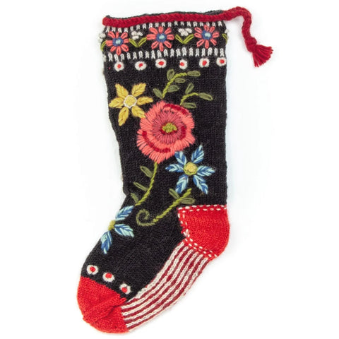 FLORAL SPRAY STOCKING-BLACK