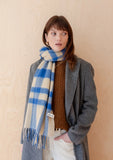 LAMBSWOOL OVERSIZED SCARF BLUE CHECK