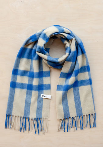 LAMBSWOOL OVERSIZED SCARF BLUE CHECK