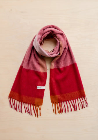 LAMBSWOOL OVERSIZED SCARF BERRY EDGE CHECK