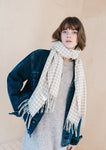 LAMBSWOOL OVERSIZED SCARF CREAM HOUNDSTOOTH