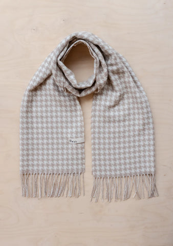 LAMBSWOOL OVERSIZED SCARF CREAM HOUNDSTOOTH