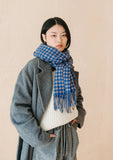 LAMBSWOOL OVERSIZED SCARF SLATE HOUNDSTOOTH