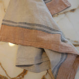 FRENCH STRIPE LINEN HAND TOWEL-NATURAL MANDARIN