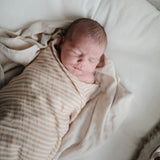 ORGANIC COTTON MUSLIN SWADDLE-NATURAL STRIPE