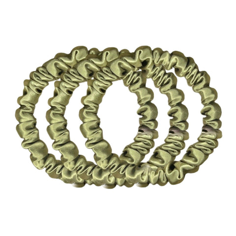 SKINNY SILK SCRUNCHIE-OLIVE