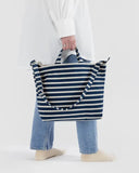 BAGGU HORIZ ZIP DUCK BAG - NAVY STRIPE