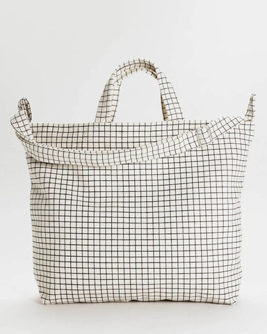 BAGGU HORIZ ZIP DUCK BAG - NATURAL GRID