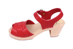 PEEP TOE RED CLOGS