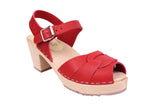 PEEP TOE RED CLOGS