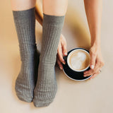 ORGANIC COTTON RIBBED SOCKS-GREY