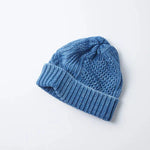 ARAN CABLE BEANIE-LIGHT DENIM