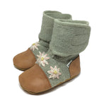 NOOKS SAGE EMBROIDERED WOOL BOOTIES