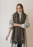 LAMBSWOOL OVERSIZED SCARF CAMEL HOUNDSTOOTH